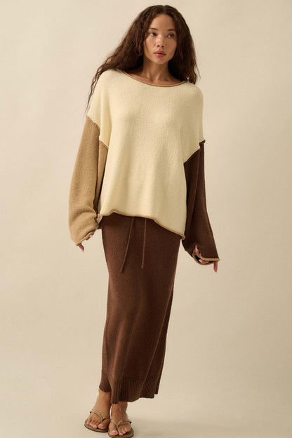 Promise the Label Colorblock Rolled-Edge Sweater