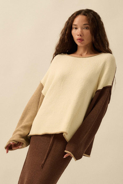 Promise the Label Colorblock Rolled-Edge Sweater