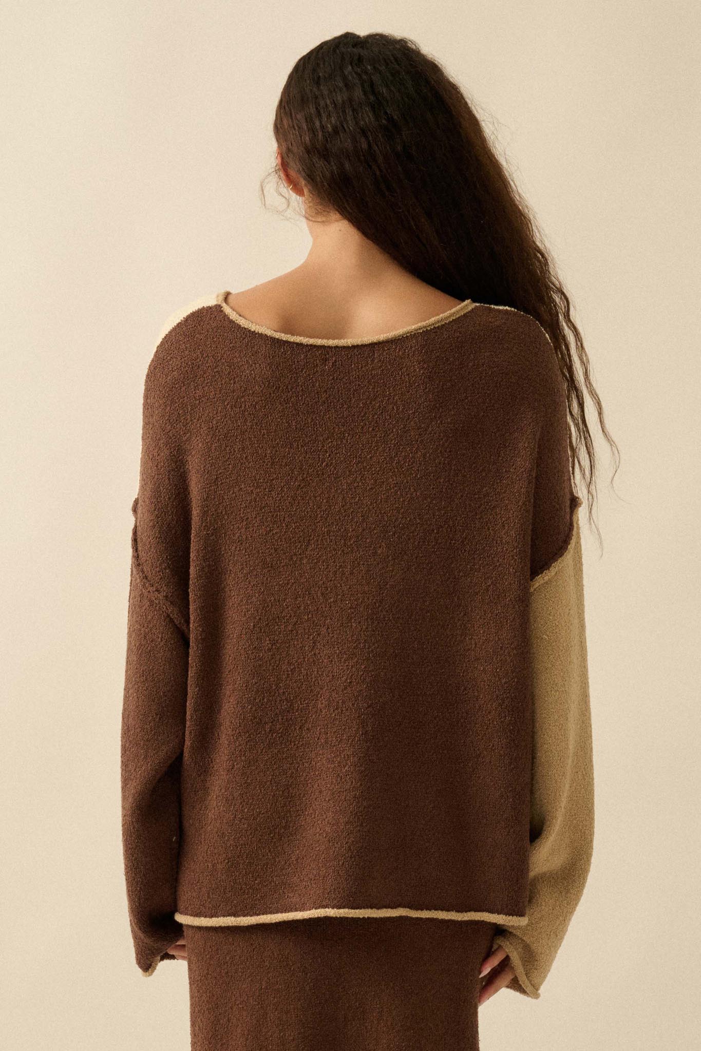 Promise the Label Colorblock Rolled-Edge Sweater