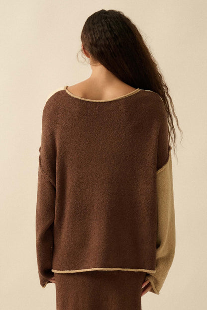 Promise the Label Colorblock Rolled-Edge Sweater