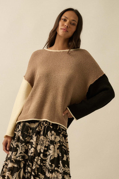 Promise the Label Colorblock Rolled-Edge Sweater