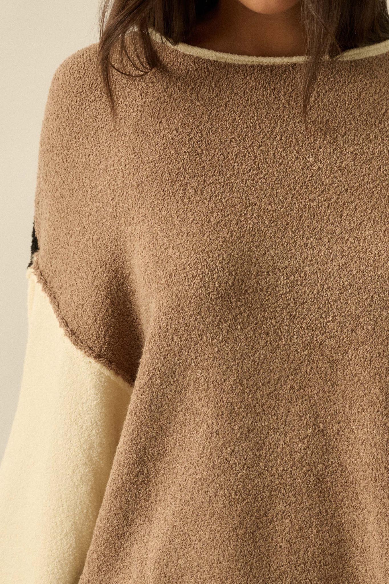 Promise the Label Colorblock Rolled-Edge Sweater