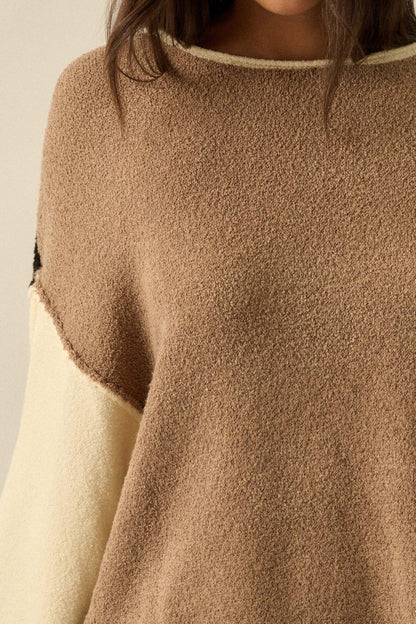Promise the Label Colorblock Rolled-Edge Sweater