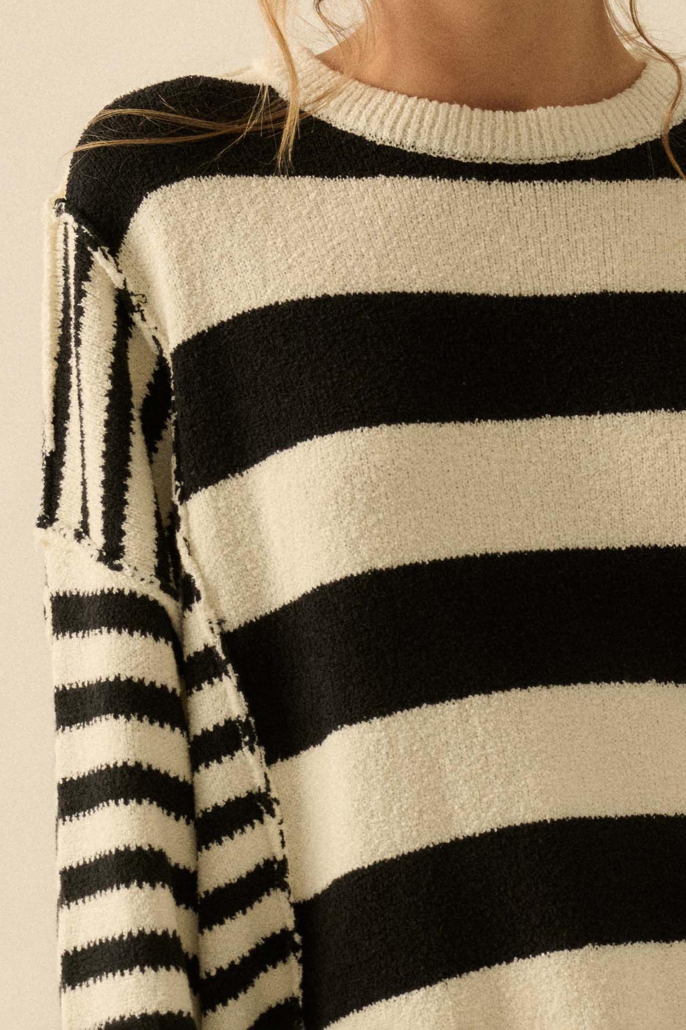 Promise the Label Paneled Striped Sweater