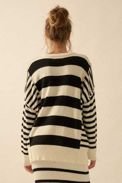 Promise the Label Paneled Striped Sweater