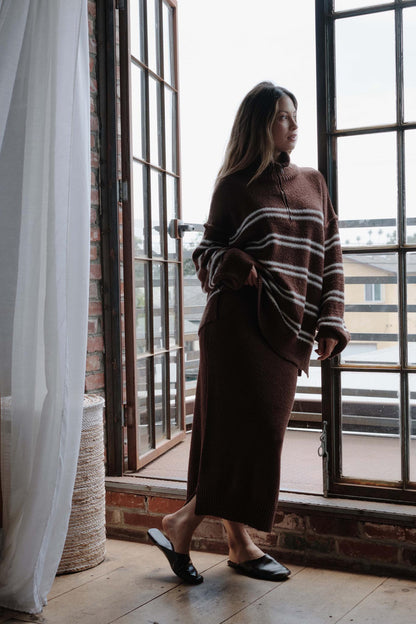 Promise the Label Striped Knit Quarter-Zip Sweater
