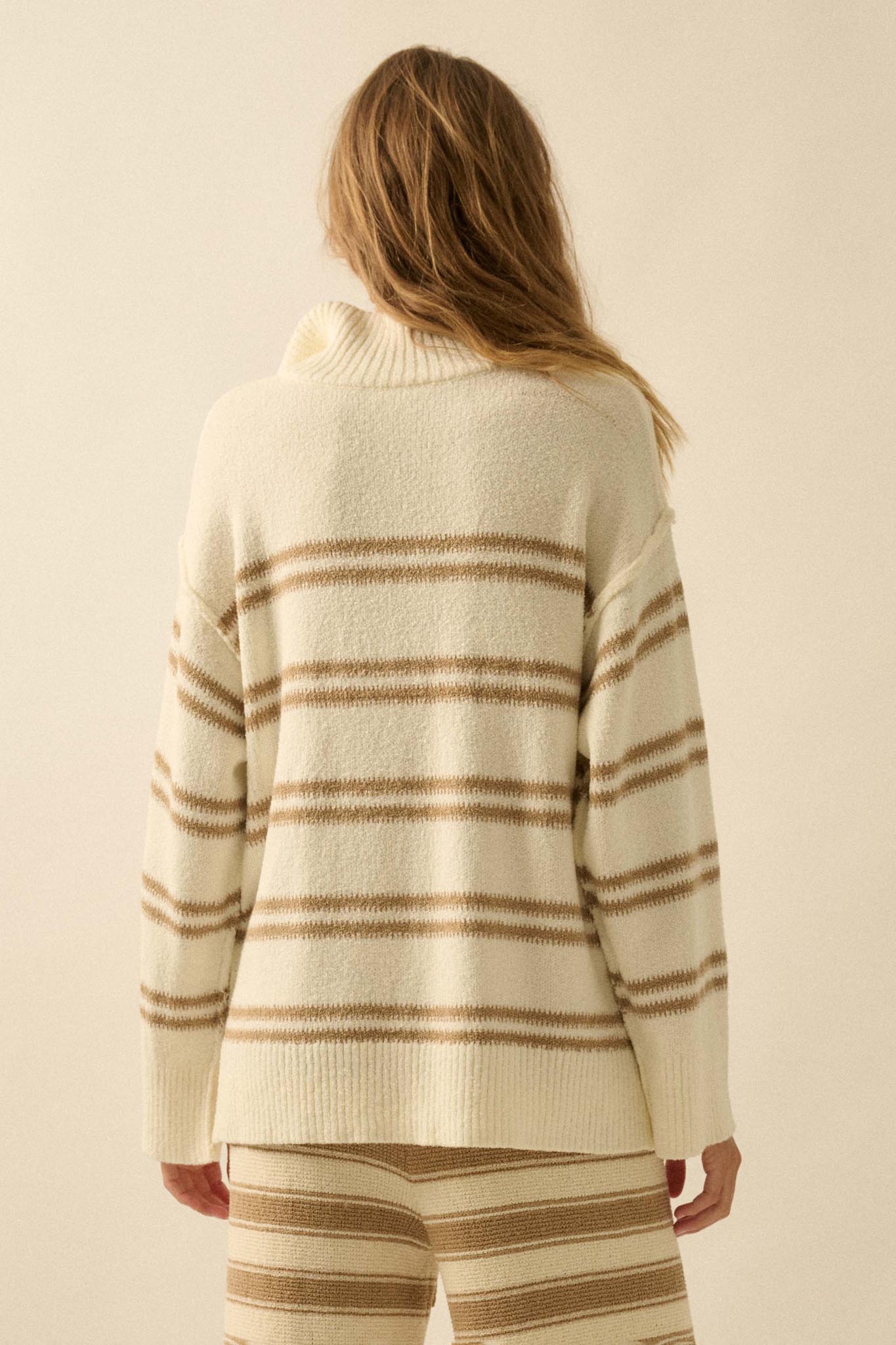 Promise the Label Striped Knit Quarter-Zip Sweater