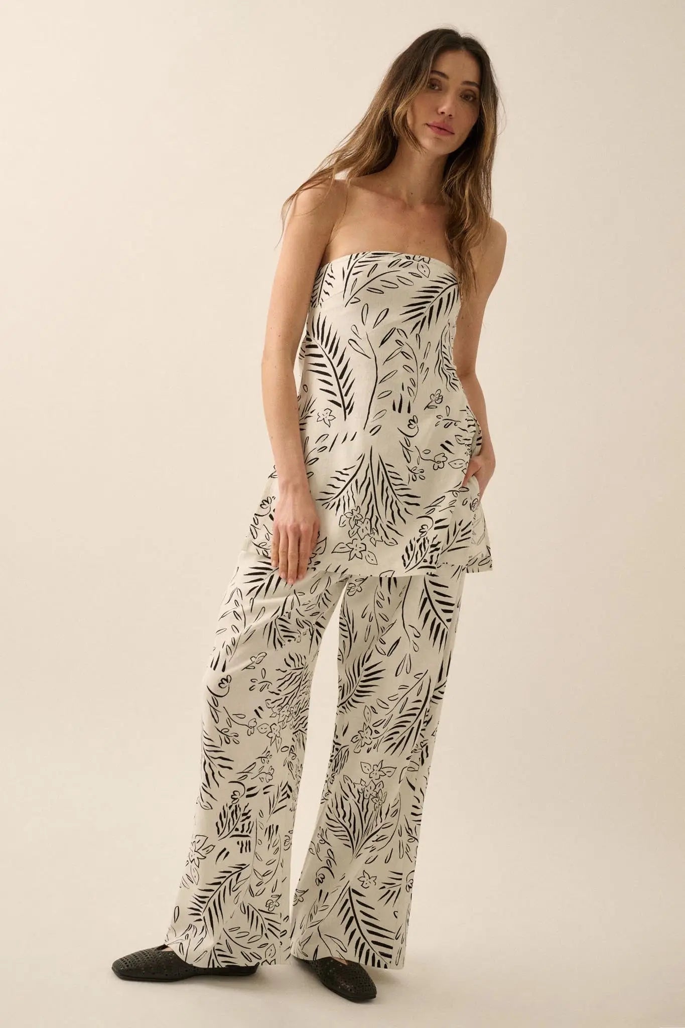 Painted Petals Floral Strapless Tunic Top