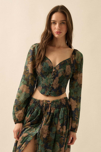 Perfumed Potpourri Smocked Sweetheart Peasant Top