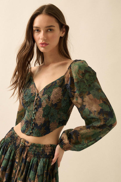 Perfumed Potpourri Smocked Sweetheart Peasant Top