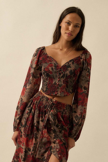 Perfumed Potpourri Smocked Sweetheart Peasant Top