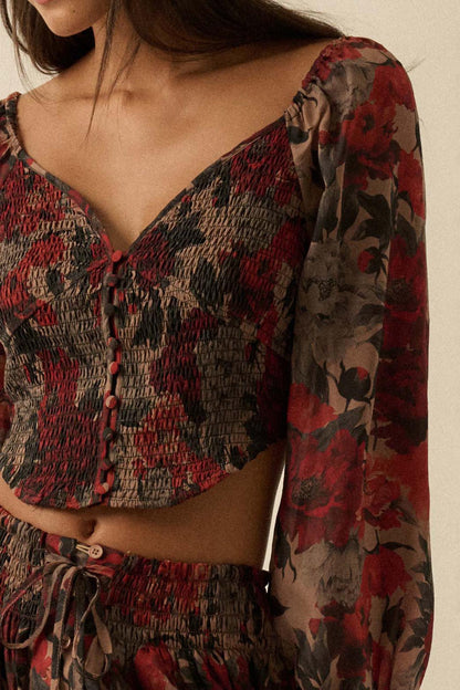 Perfumed Potpourri Smocked Sweetheart Peasant Top