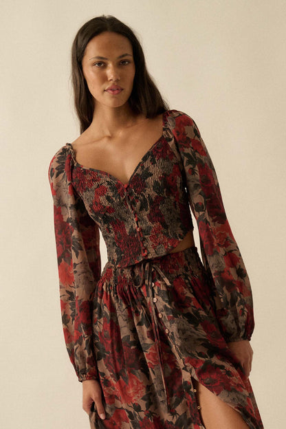 Perfumed Potpourri Smocked Sweetheart Peasant Top