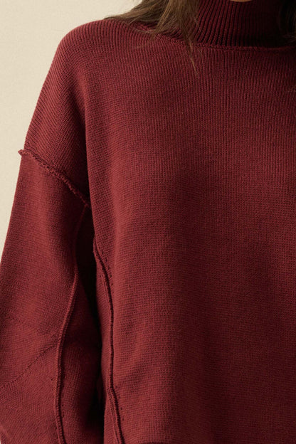 Me Time Paneled Exposed-Seam Mock-Neck Sweater