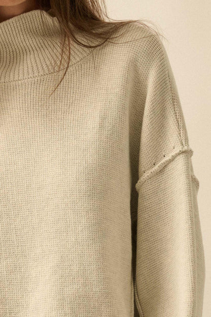 Me Time Paneled Exposed-Seam Mock-Neck Sweater