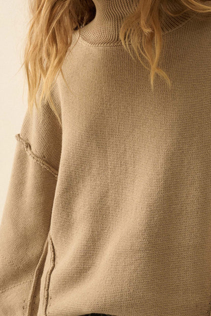 Me Time Paneled Exposed-Seam Mock-Neck Sweater