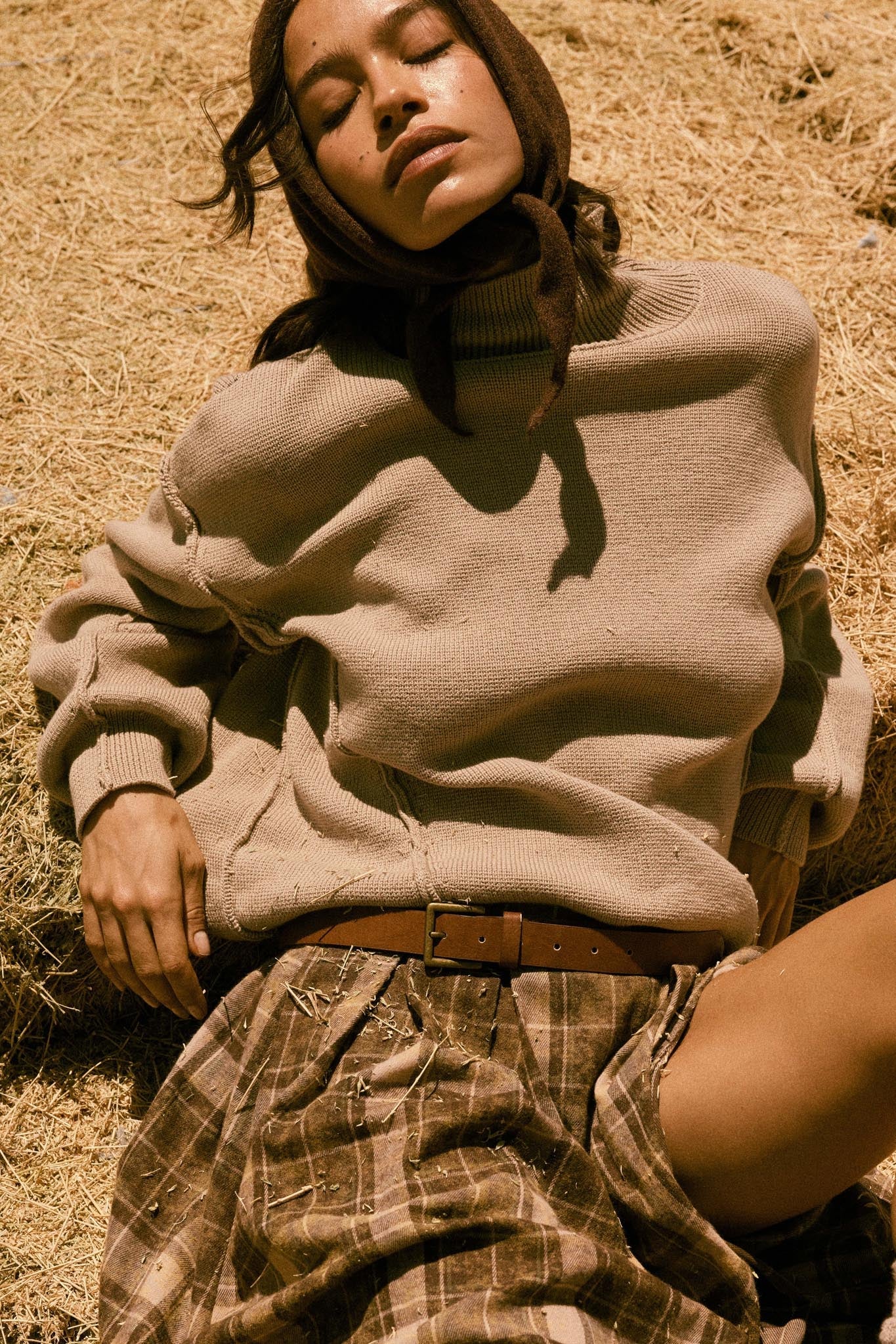 Me Time Paneled Exposed-Seam Mock-Neck Sweater