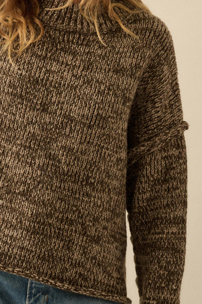 Seams to Me Marled Knit Stitch-Detail Sweater