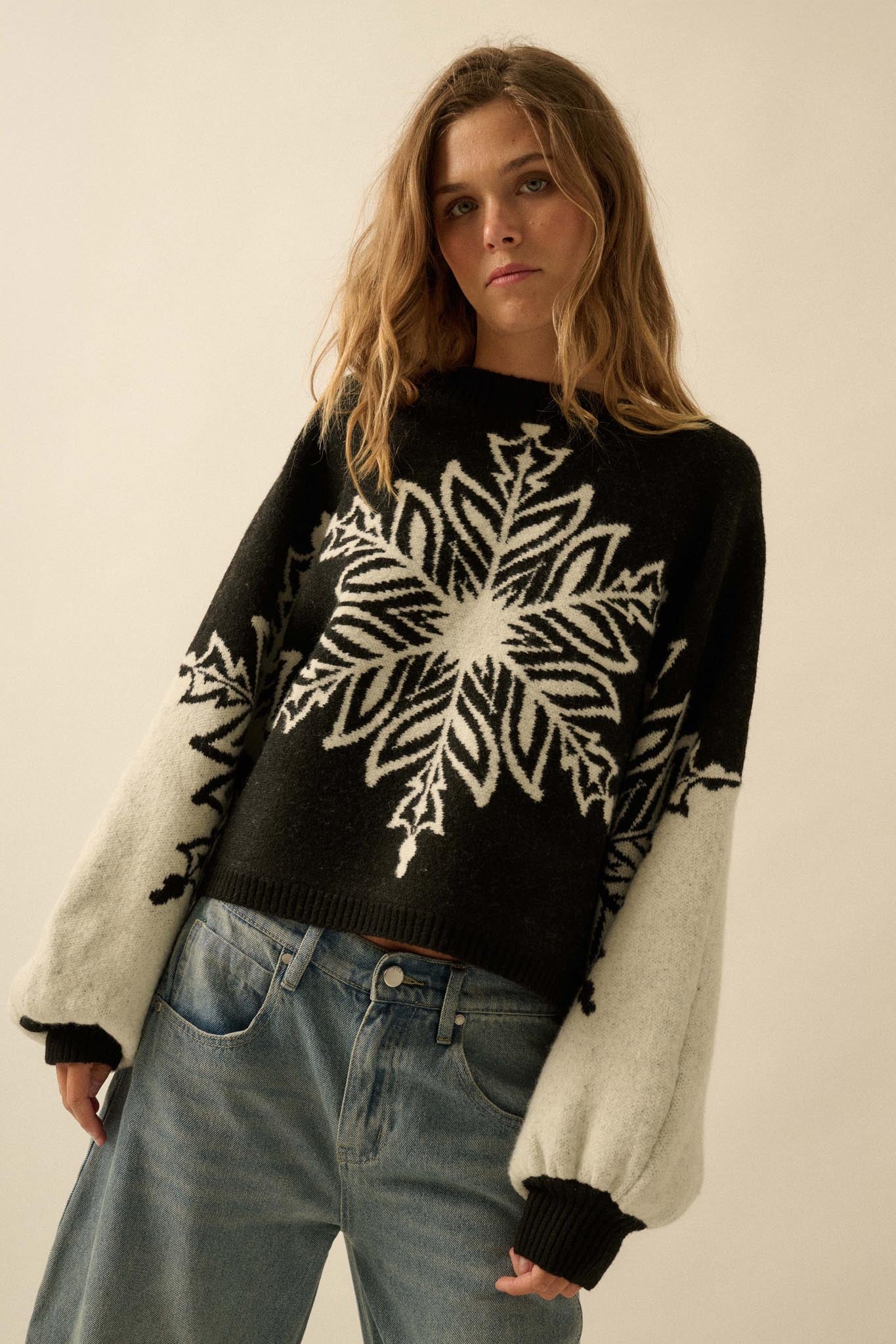 Snow What Snowflake Jacquard-Knit Dolman Sweater