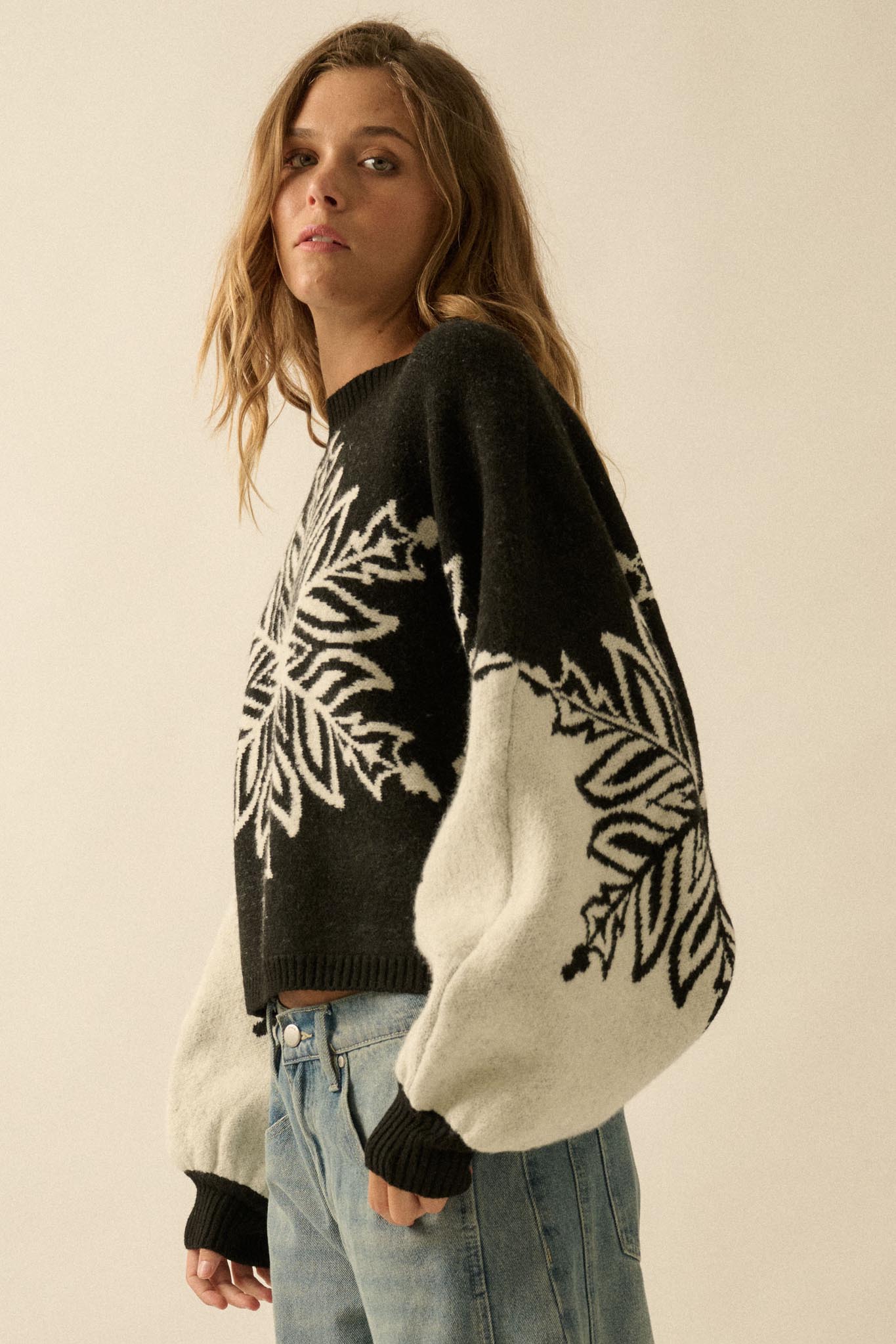 Snow What Snowflake Jacquard-Knit Dolman Sweater