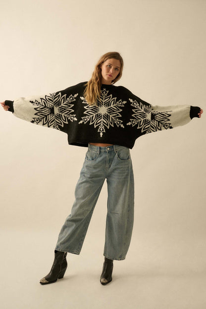 Snow What Snowflake Jacquard-Knit Dolman Sweater
