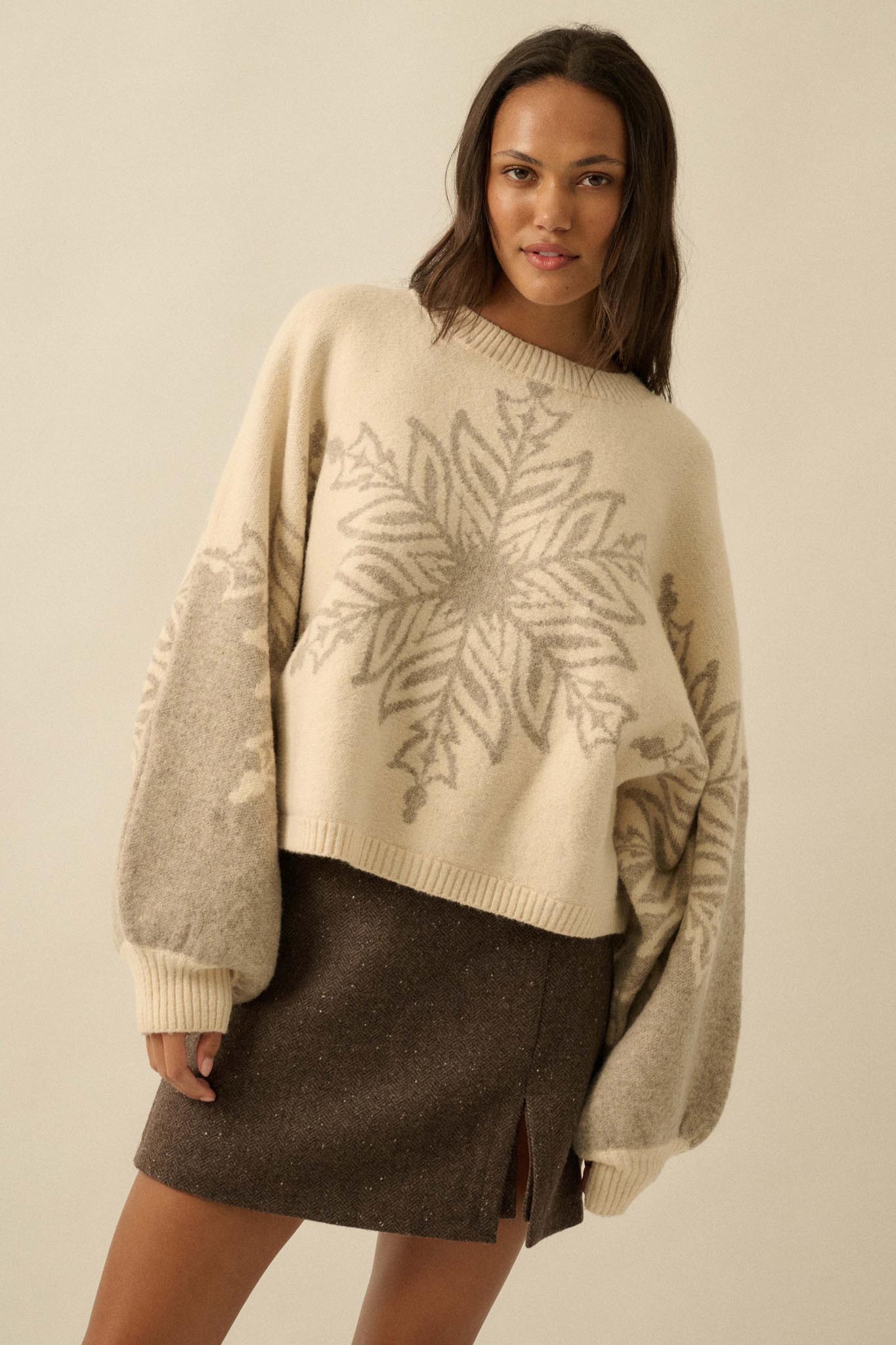 Snow What Snowflake Jacquard-Knit Dolman Sweater