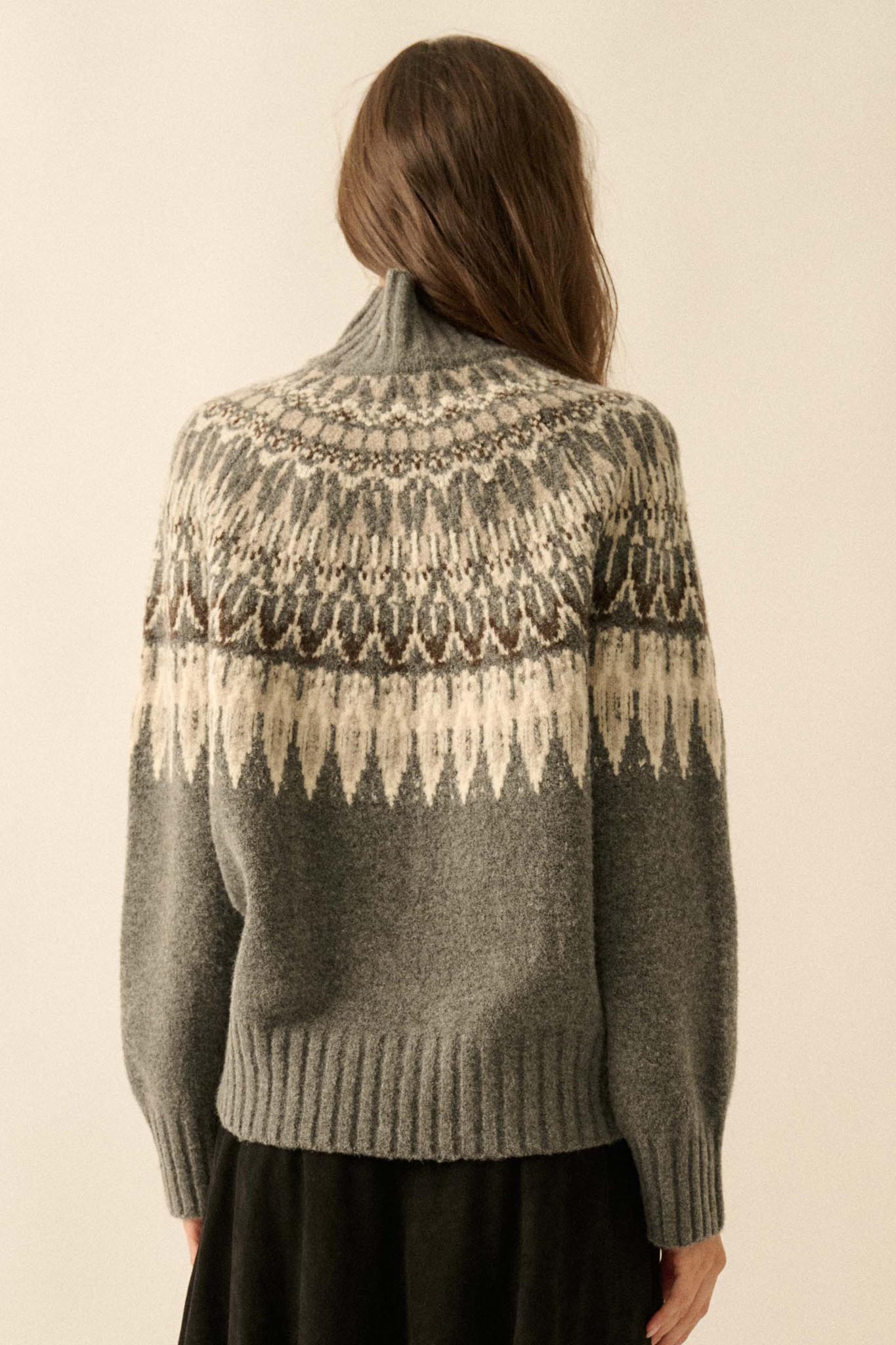 Heathered Hills Fair Isle Mock-Neck Sweater
