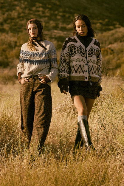 Misty Moors Fair Isle Cable Knit Sweater
