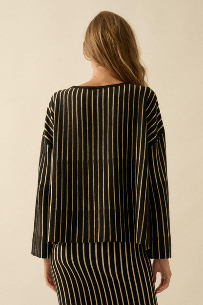 On the Line Striped Wide-Sleeve Loose-Fit Sweater