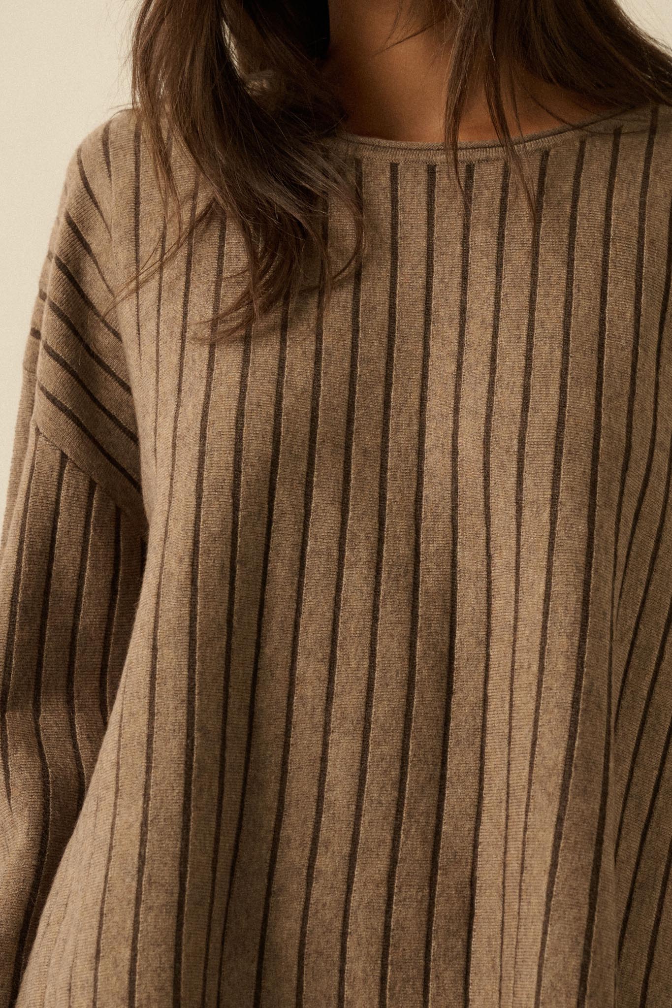 On the Line Striped Wide-Sleeve Loose-Fit Sweater
