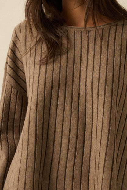 On the Line Striped Wide-Sleeve Loose-Fit Sweater