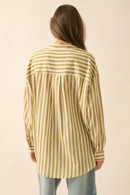 Saturday Morning Oversize Striped Button-Up Shirt