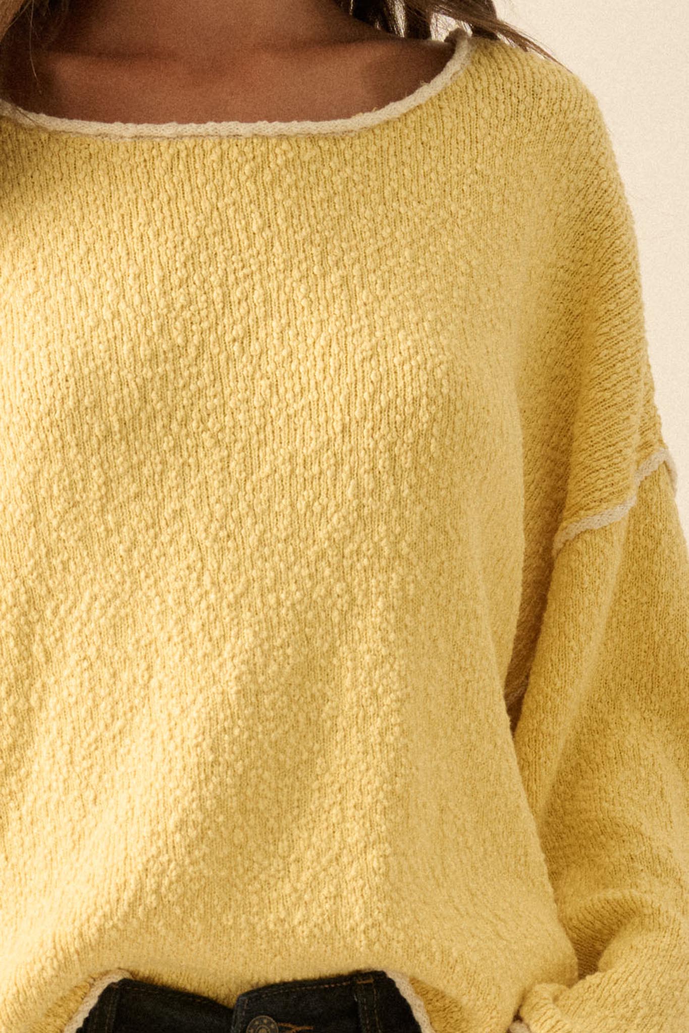 Get Cozy Textured Knit Exposed-Seam Sweater