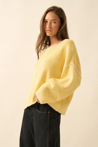 Get Cozy Textured Knit Exposed-Seam Sweater