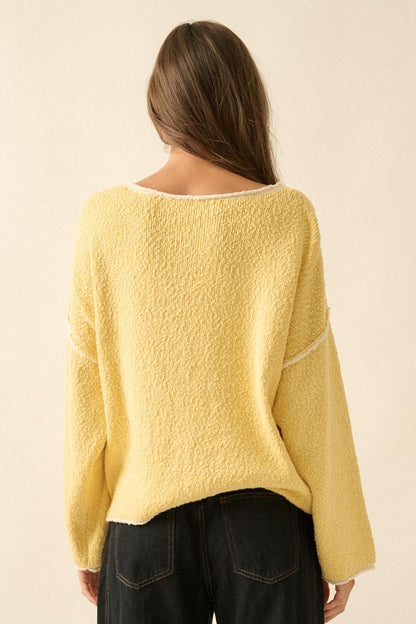 Get Cozy Textured Knit Exposed-Seam Sweater