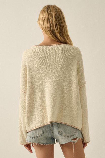 Get Cozy Textured Knit Exposed-Seam Sweater