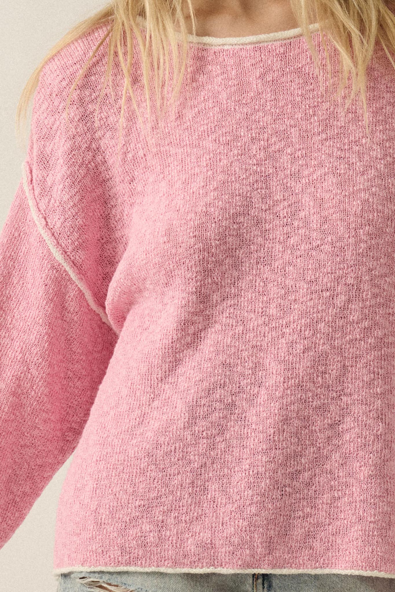 Get Cozy Textured Knit Exposed-Seam Sweater
