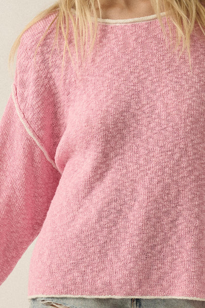 Get Cozy Textured Knit Exposed-Seam Sweater