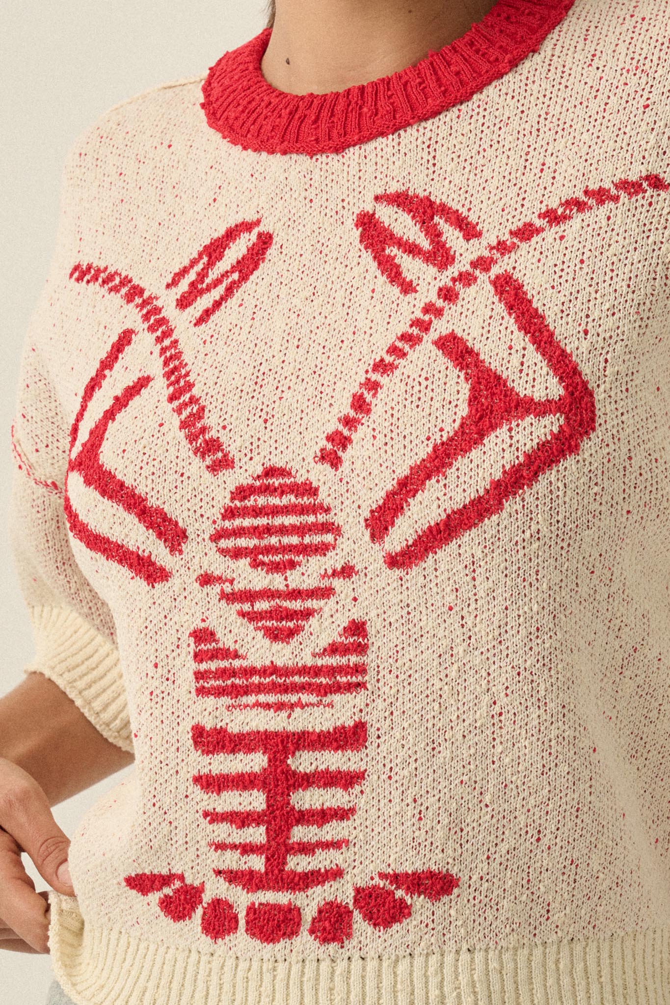 Rock Lobster Jacquard-Knit Short-Sleeve Sweater