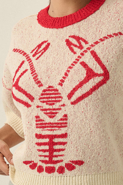 Rock Lobster Jacquard-Knit Short-Sleeve Sweater