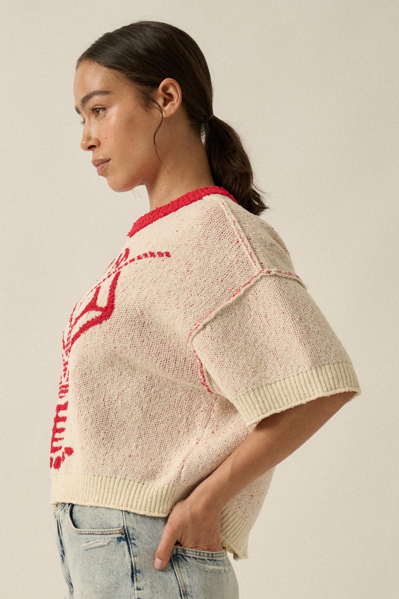 Rock Lobster Jacquard-Knit Short-Sleeve Sweater