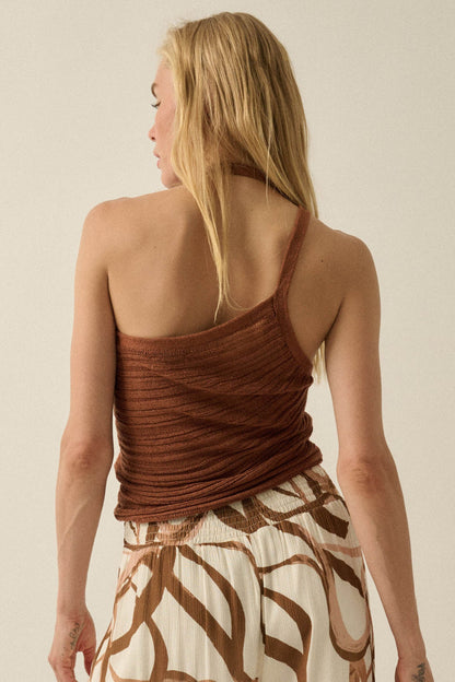 Cool Summer Ladder-Knit Asymmetrical Tank Top