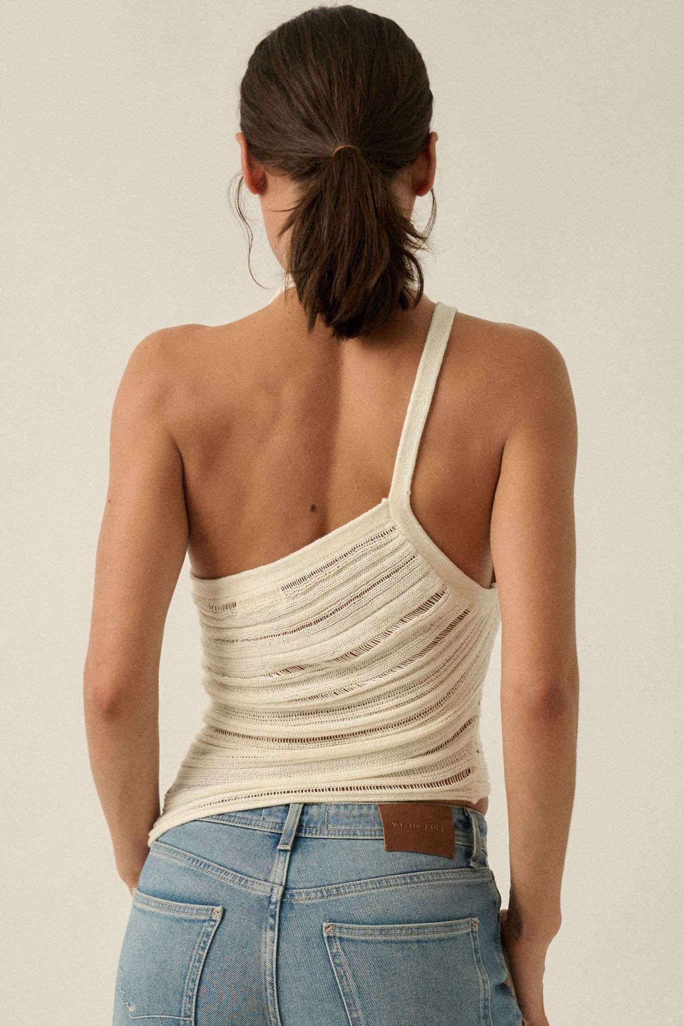 Cool Summer Ladder-Knit Asymmetrical Tank Top