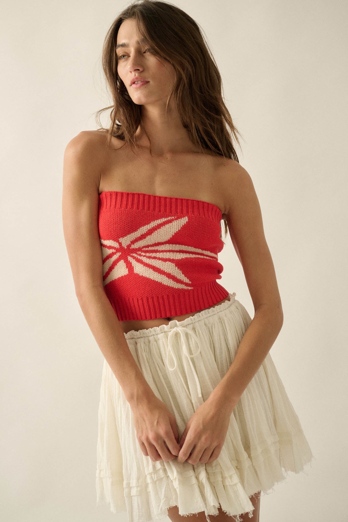 Brightest Star Jacquard Knit Bandeau Tube Top