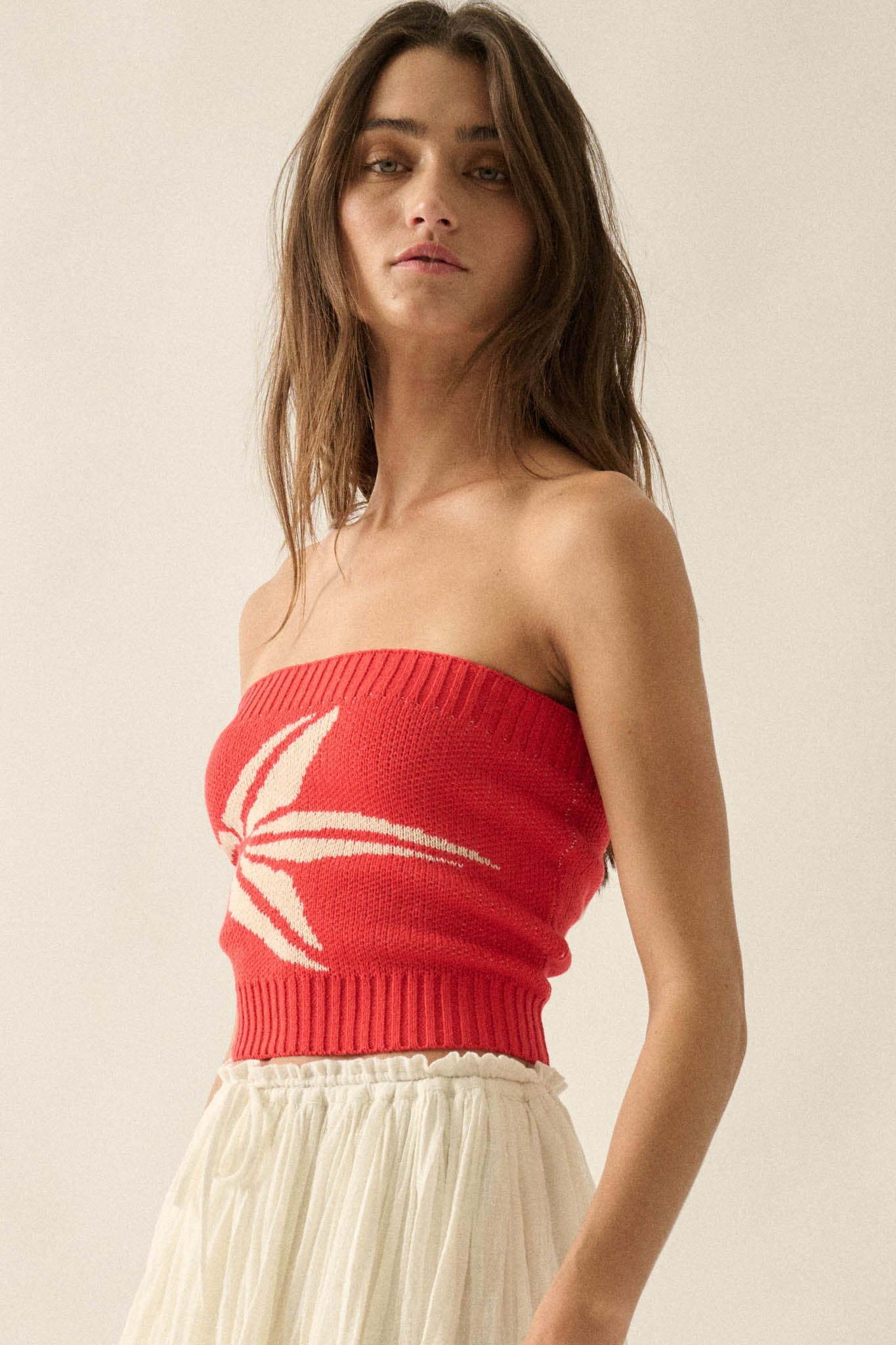 Brightest Star Jacquard Knit Bandeau Tube Top