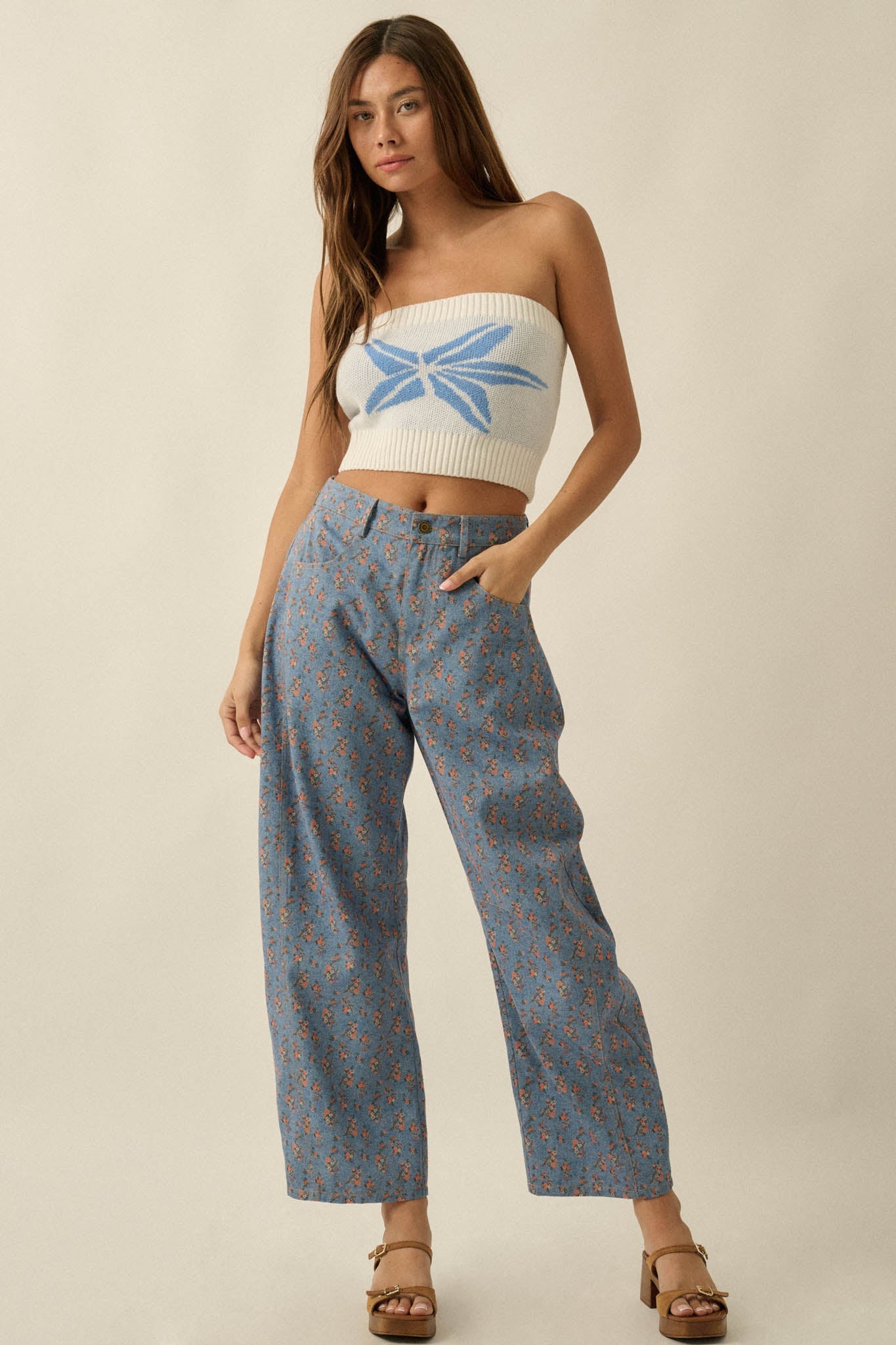 Brightest Star Jacquard Knit Bandeau Tube Top