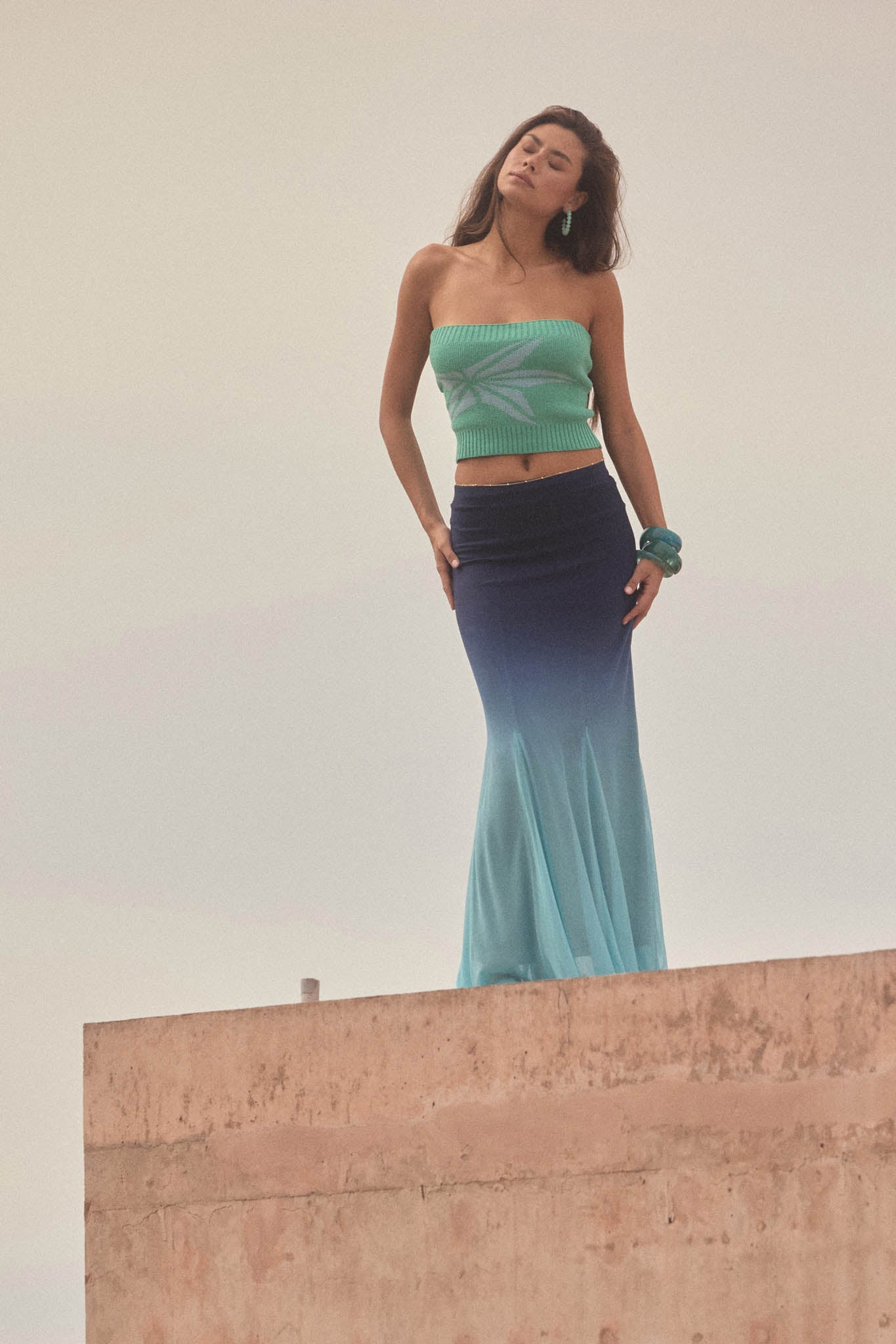 Brightest Star Jacquard Knit Bandeau Tube Top