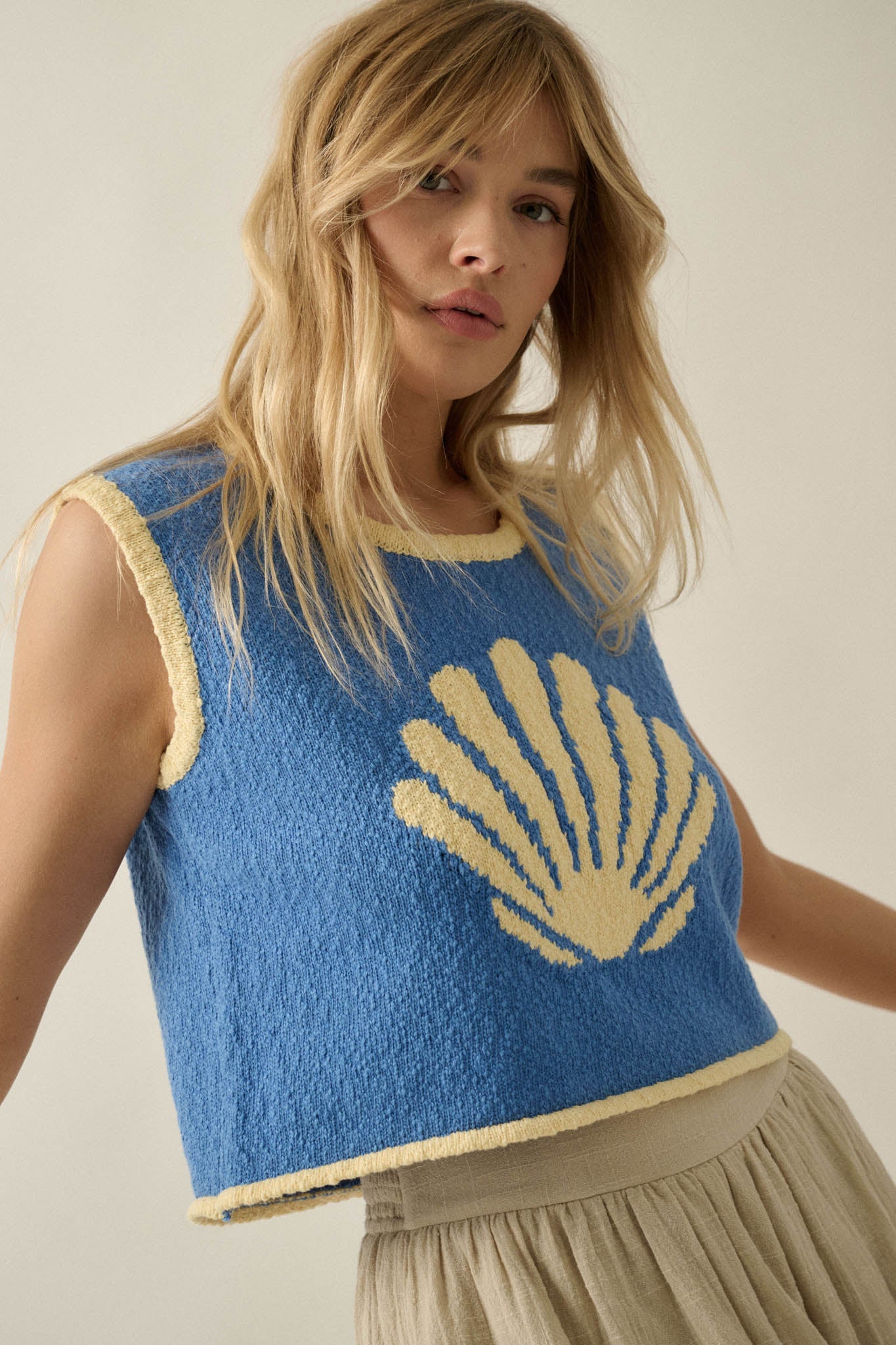 Shell Yeah Textured Jacquard-Knit Sweater Tank Top