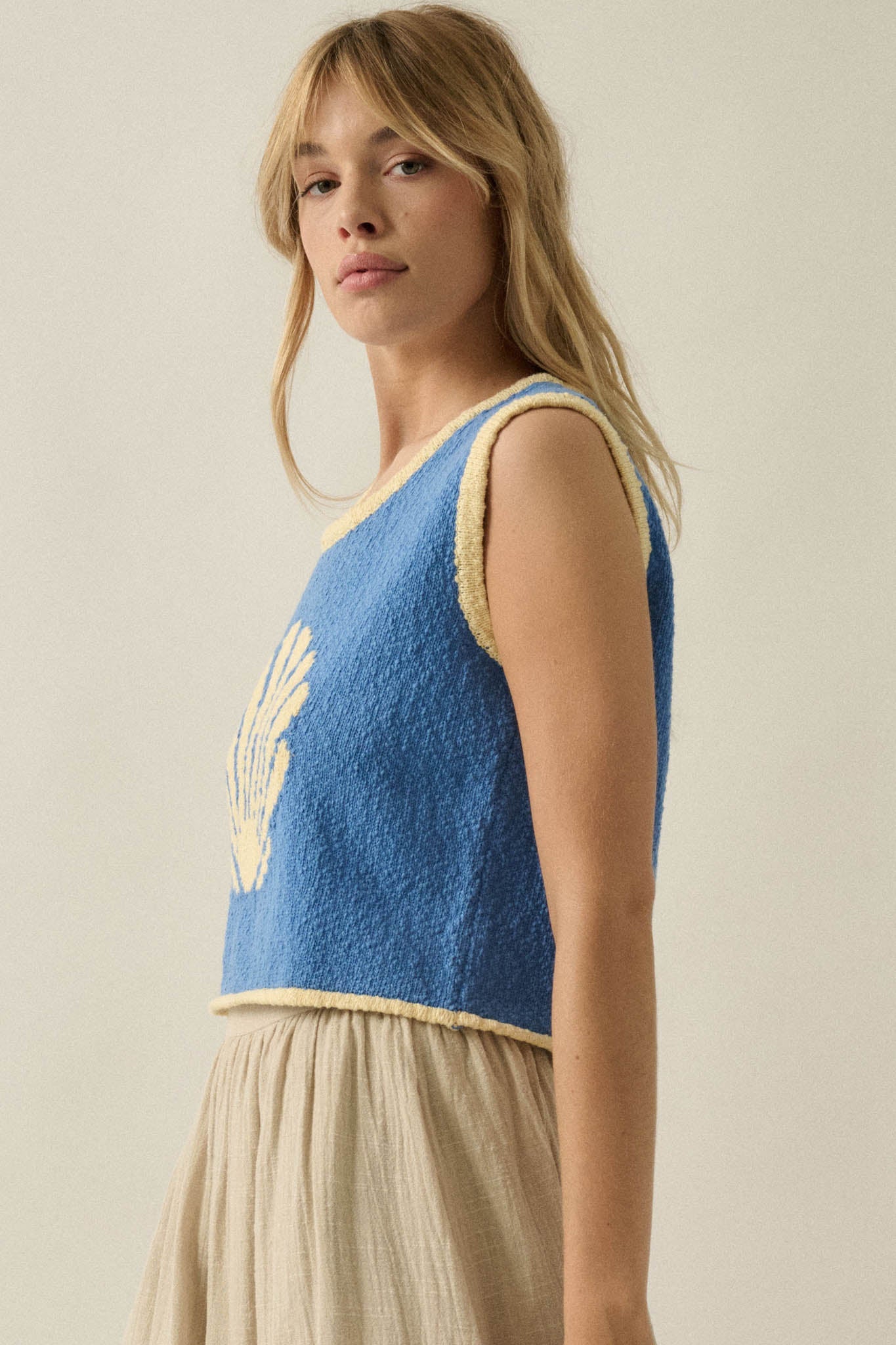 Shell Yeah Textured Jacquard-Knit Sweater Tank Top
