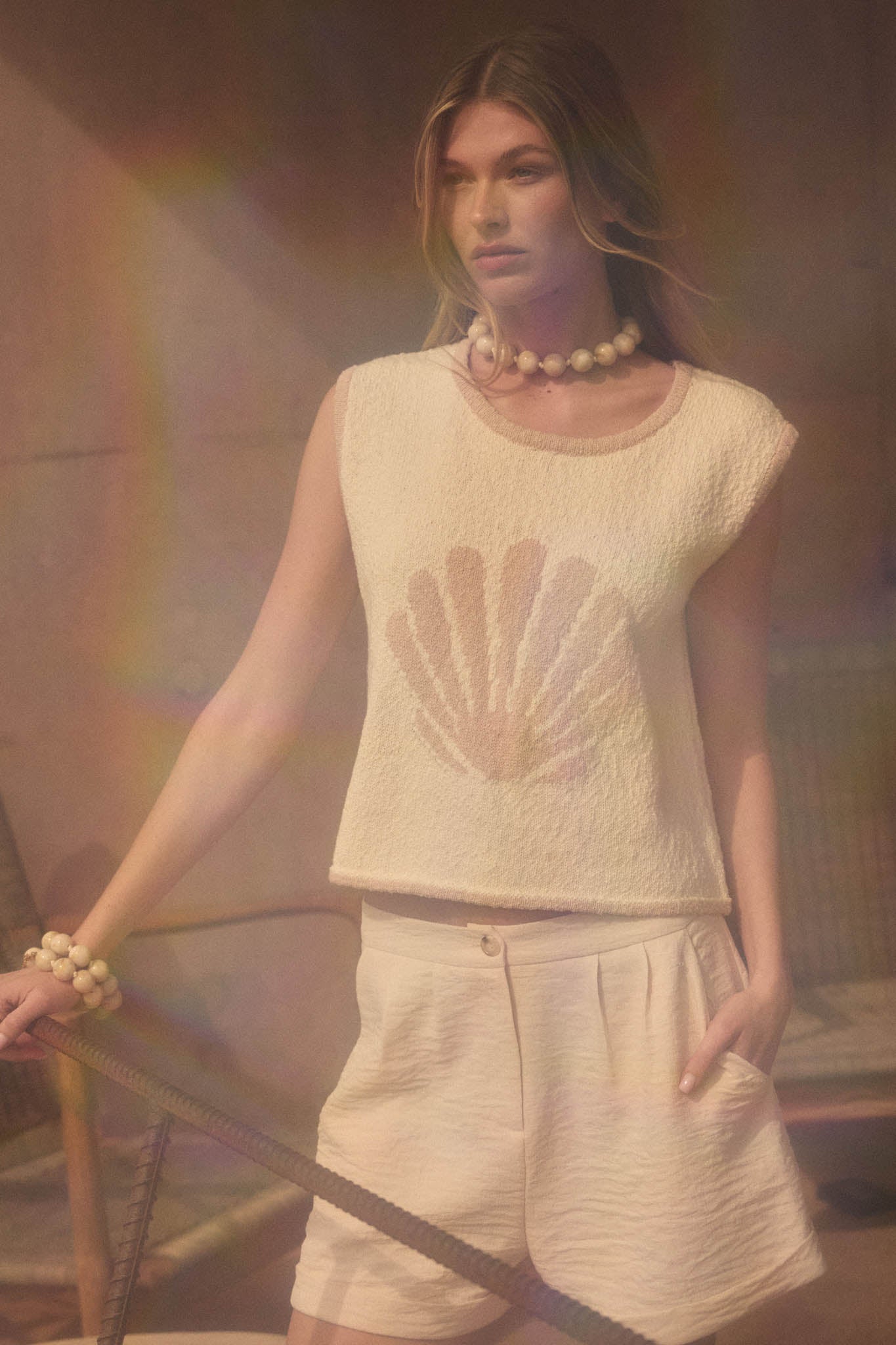 Shell Yeah Textured Jacquard-Knit Sweater Tank Top